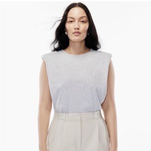 Aritzia Babaton Shoulder Pad Tank Crop in Light Heather Grey
